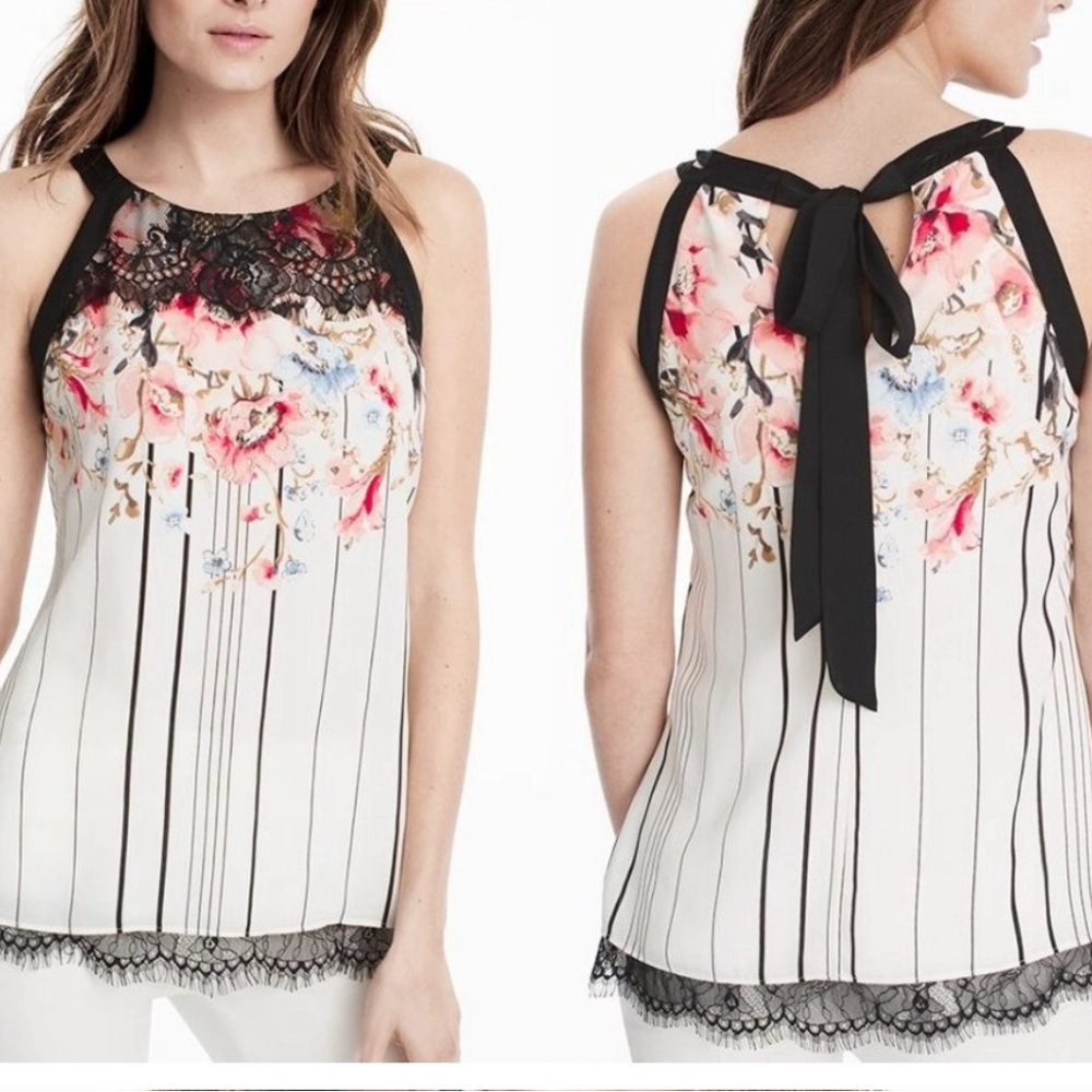 White House Black Market eyelash lace camisole